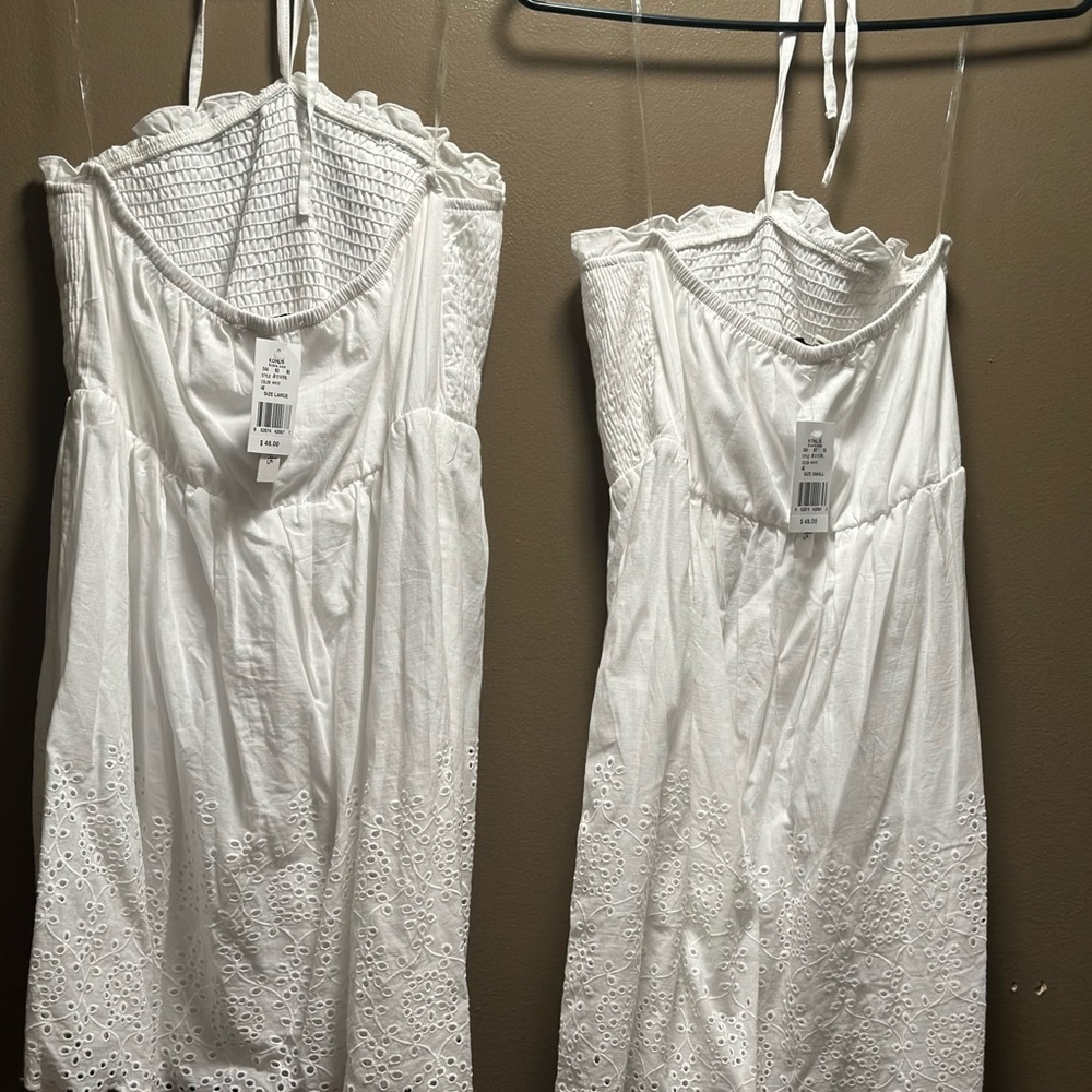 Women's white dresses.